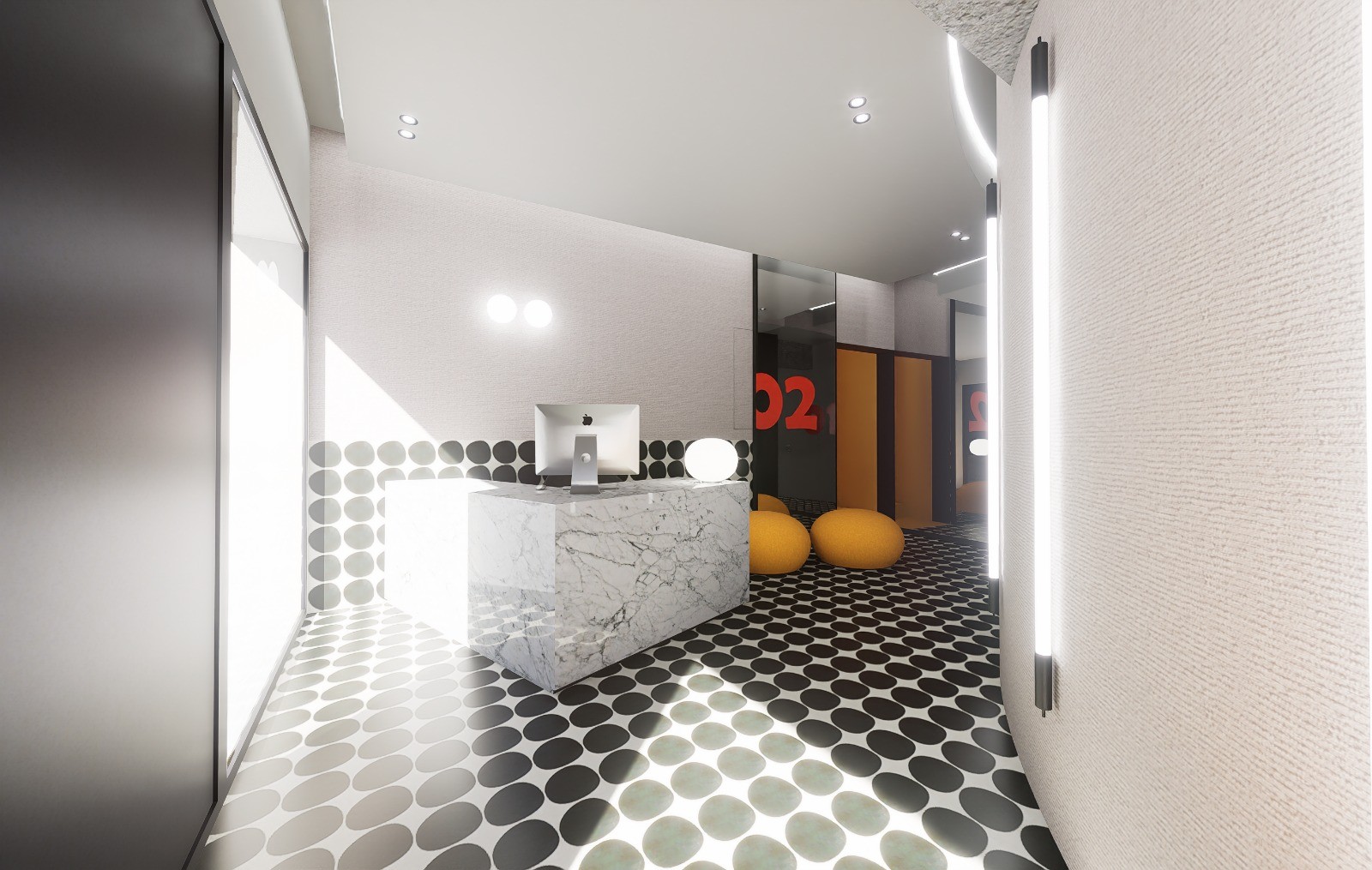 Reception della clinica The Face Clinic in Viale Parioli 41, Roma
